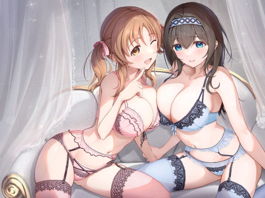 ガーターベルトの可愛い二次元画像。