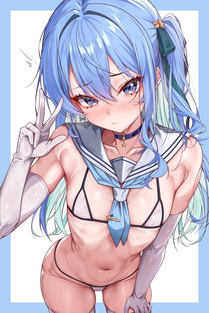 青髪のエッチな魅力が分かるエロ画像