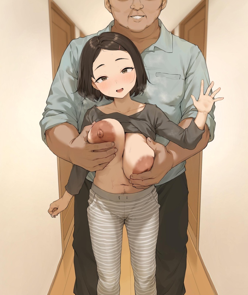 乳揉みの二次元エロ画像。