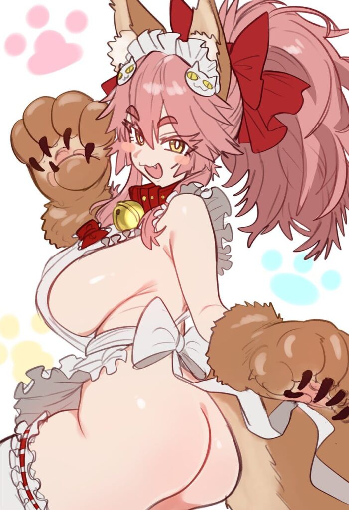 裸エプロンの可愛い二次元画像。