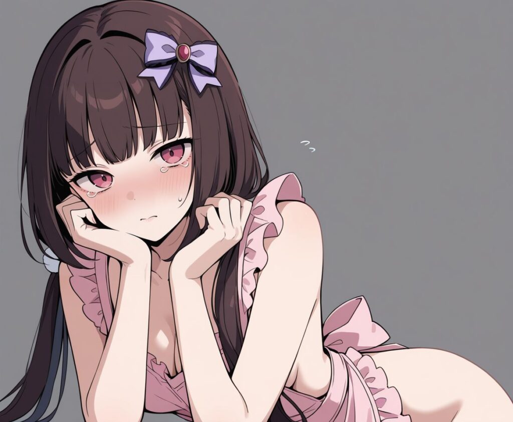 裸エプロンの可愛い二次元画像。