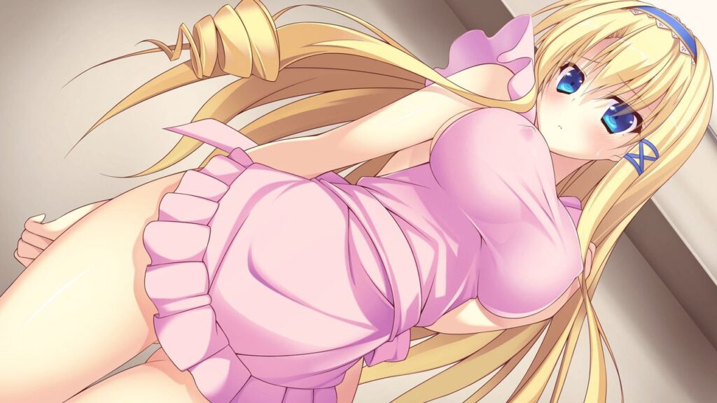 裸エプロンの可愛い二次元画像。