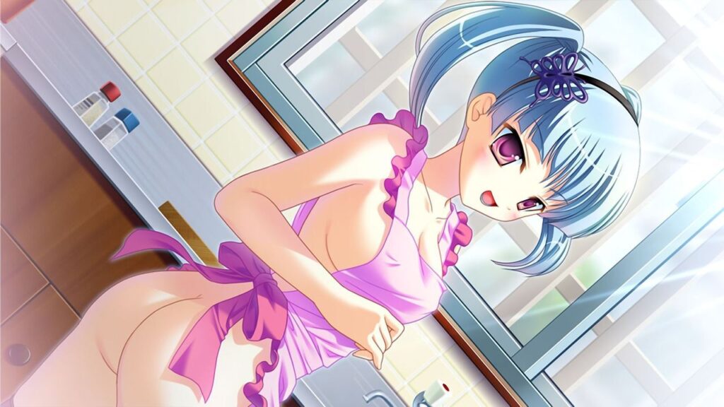 裸エプロンの可愛い二次元画像。