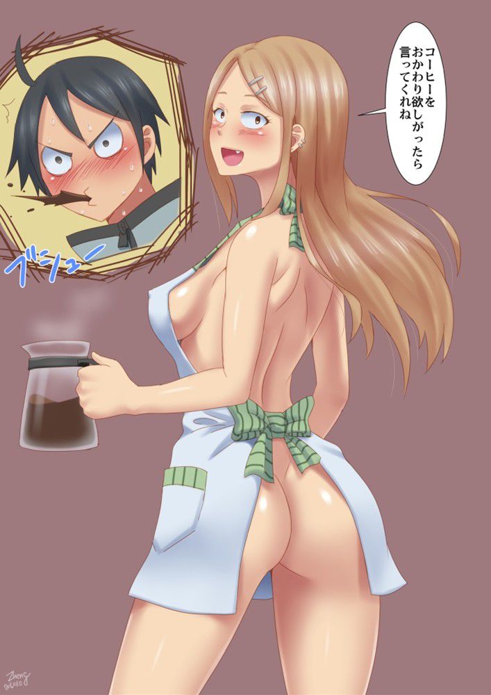 裸エプロンの可愛い二次元画像。