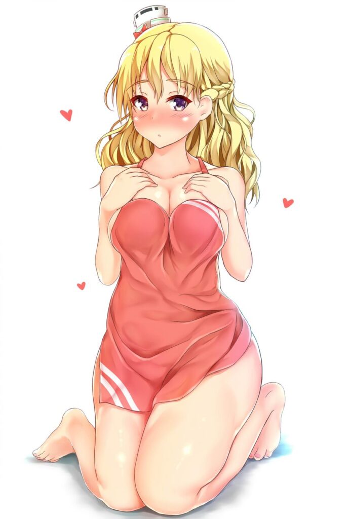 裸エプロンの可愛い二次元画像。