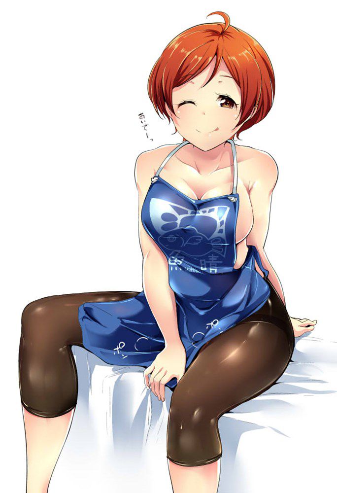 裸エプロンの可愛い二次元画像。