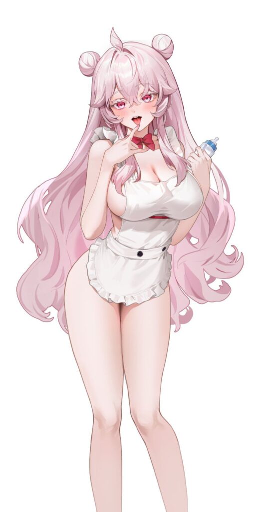 裸エプロンの可愛い二次元画像。