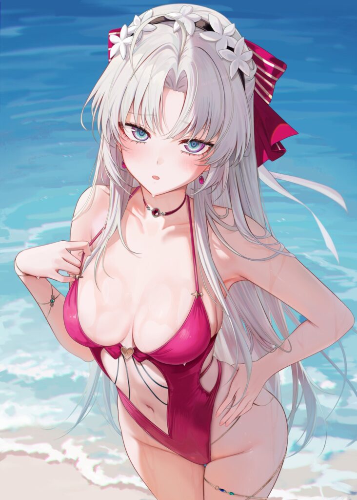 銀髪の萌えイラスト